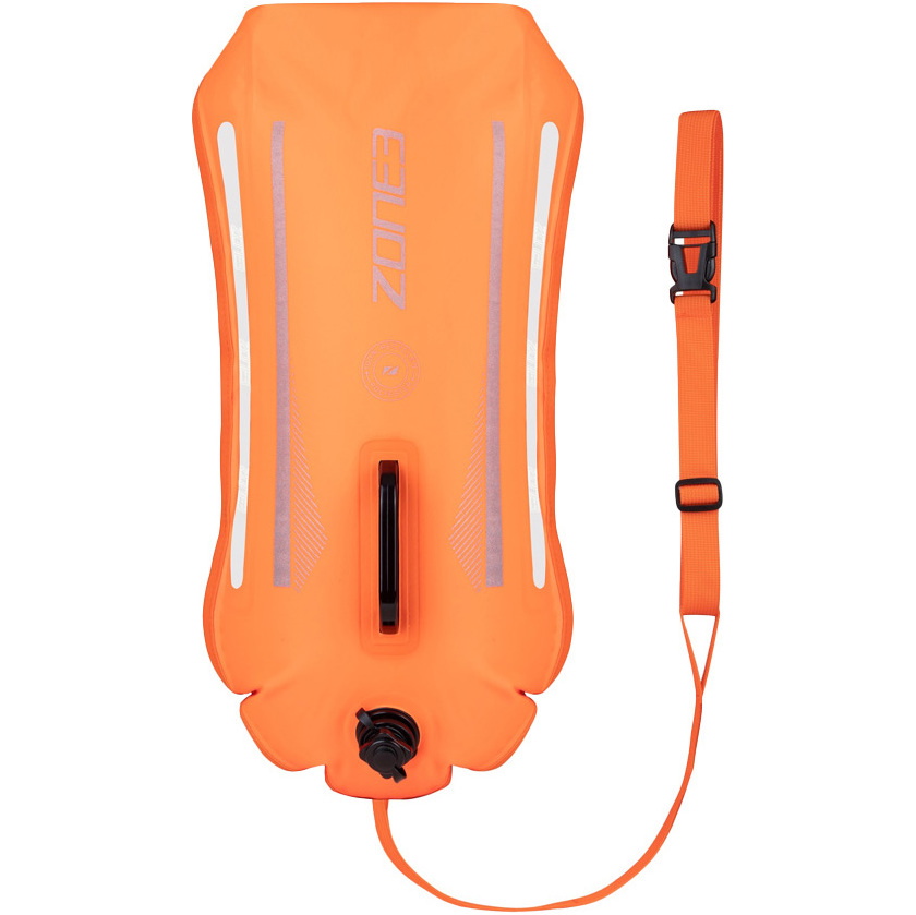 2025 Zone3 Recycled 2 LED Light 28L Backpack Swim Safety Buoy & Dry Bag SA23R2LBP113 - Hi-Vis Orange